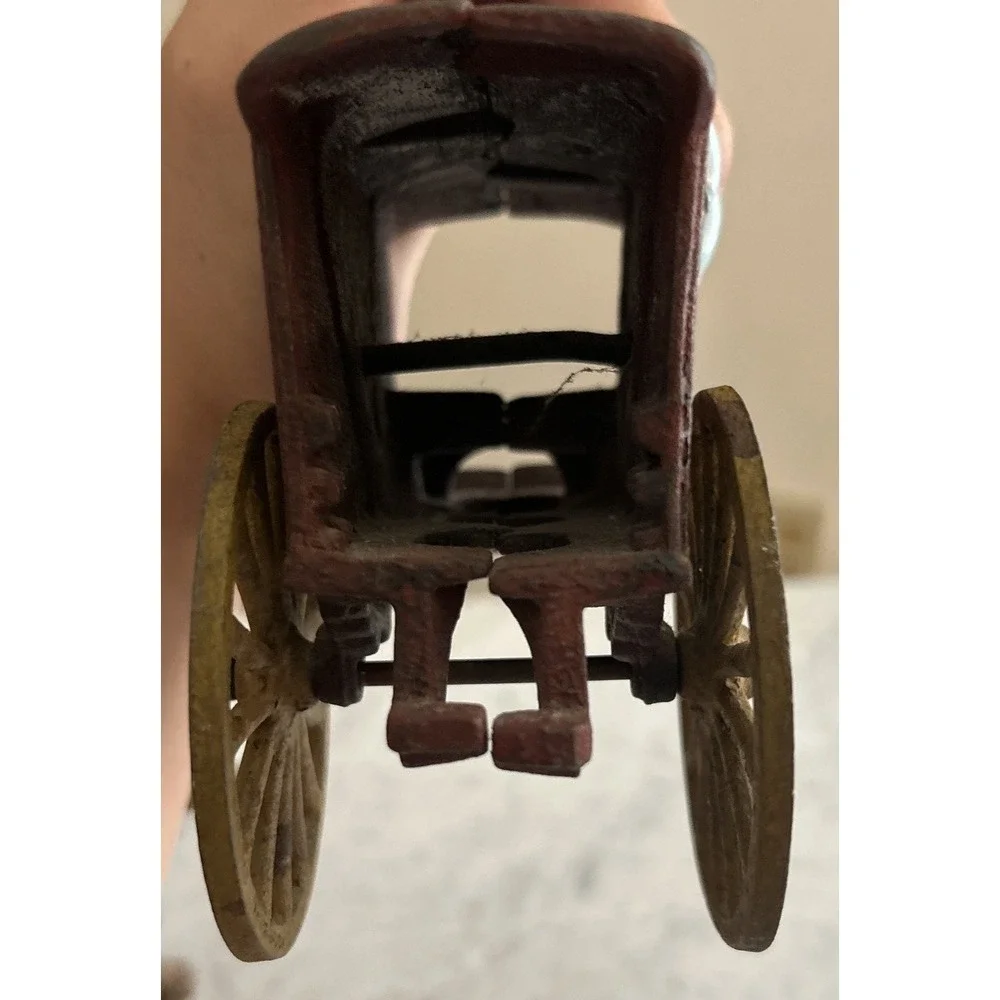 Antique Cast Iron Horse Drawn Ice Wagon Early 1900s #2
